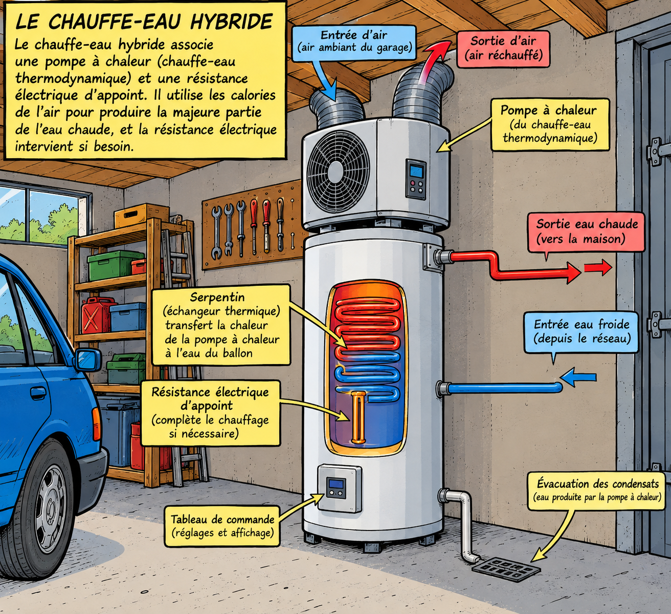 schema d'un chauffe-eau hybride