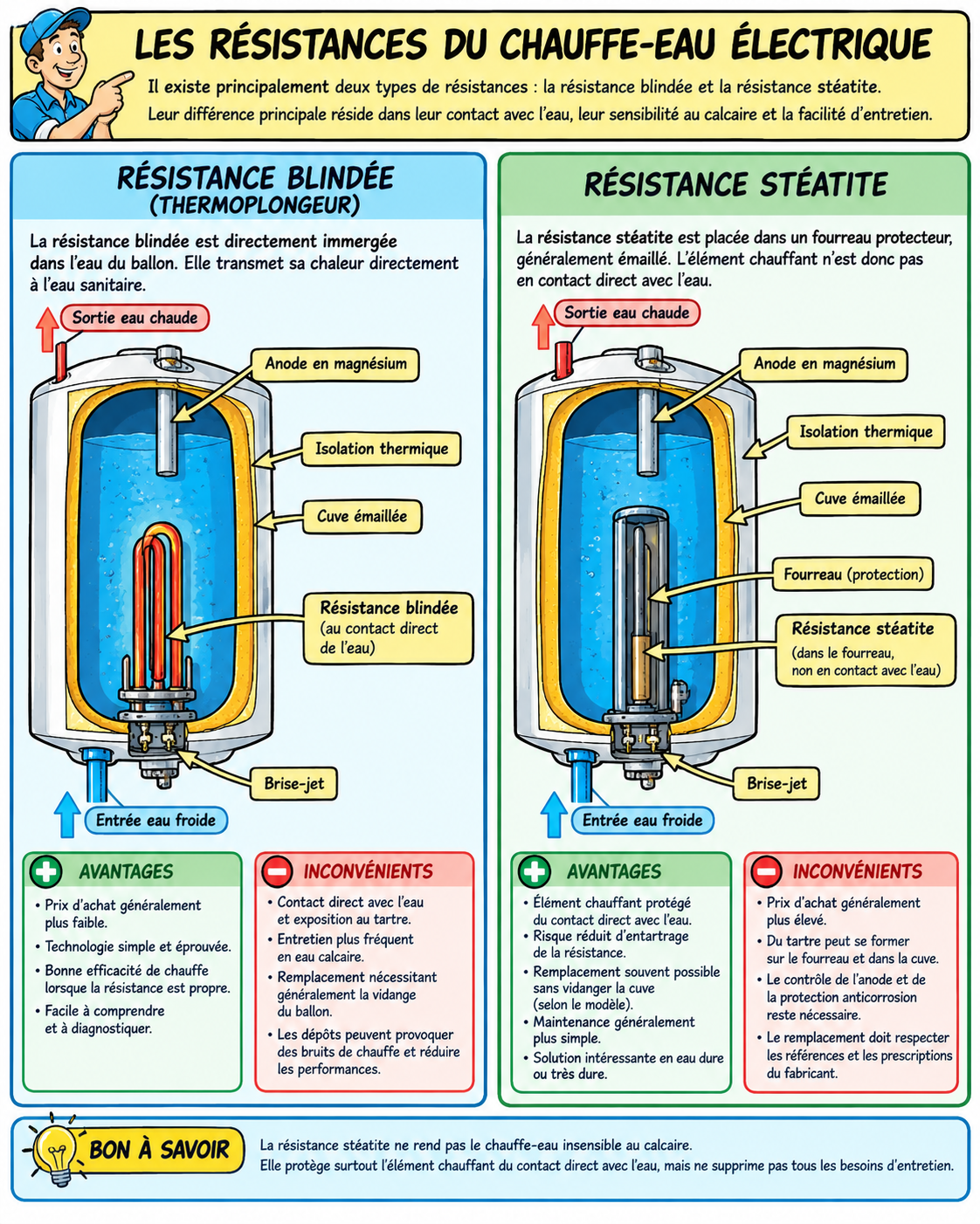 Les résistances du chauffe-eau électrique : Avantages et Inconvénients